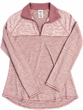 Avia Mauve-Pink Striped Quarter-Zip Pullover 0059